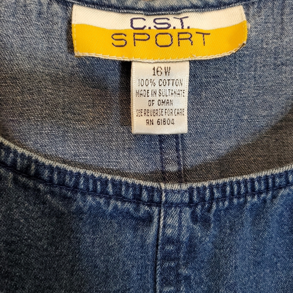 C.S.T. Sport 16W Blue Denim U-necked Pullover Dress w/ 2 Pockets - Picture 3 of 3